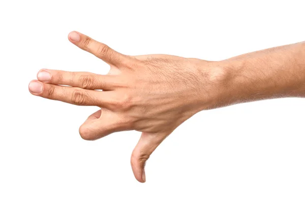 Gestura da mão masculina no fundo branco — Fotografia de Stock