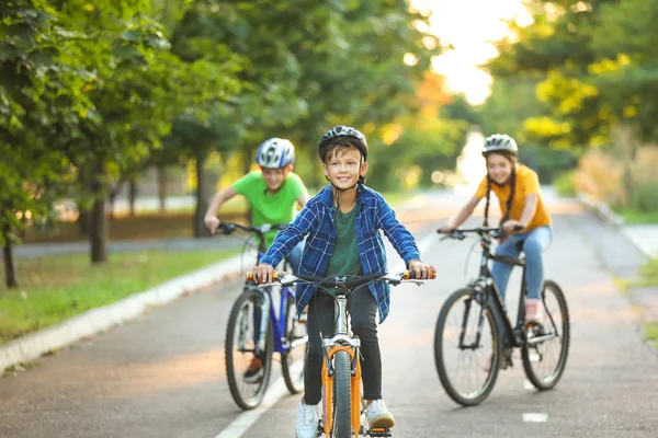 Rozkošné děti s jízdními koly venku — Stock fotografie