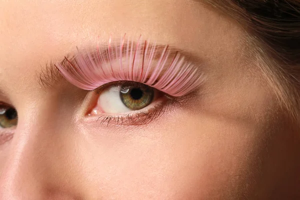 Young woman with creative eyelashes, closeup — Stock Photo, Image