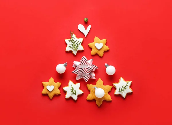 Beautiful Christmas composition on color background — Stock Photo, Image