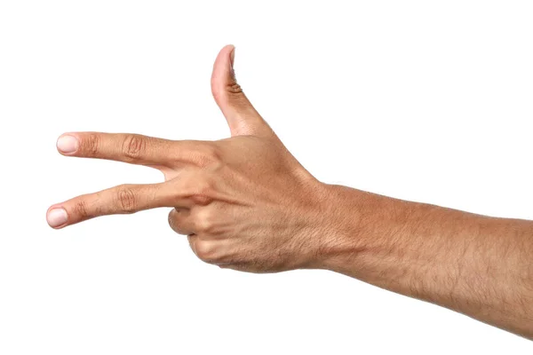 Жест мужской руки на белом фоне — стоковое фото