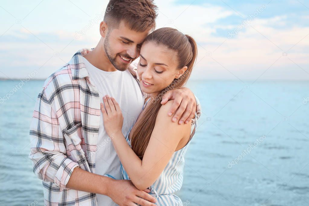 Happy couple at sea resort