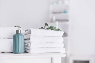 Tuvaletteki sabunlu yumuşak temiz havlular.