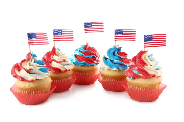 Tasty patriotic cupcakes on white background — Stock Photo, Image