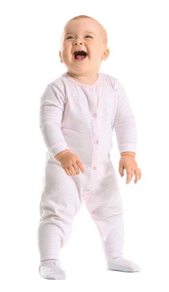 Söt liten bebis på vit bakgrund — Stockfoto
