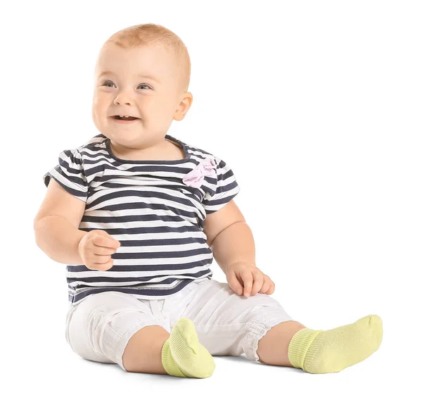 Aranyos kis baba fehér háttér — Stock Fotó