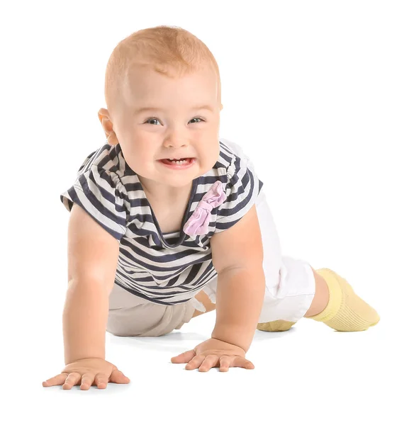 Cute little baby on white background — Stock Photo, Image