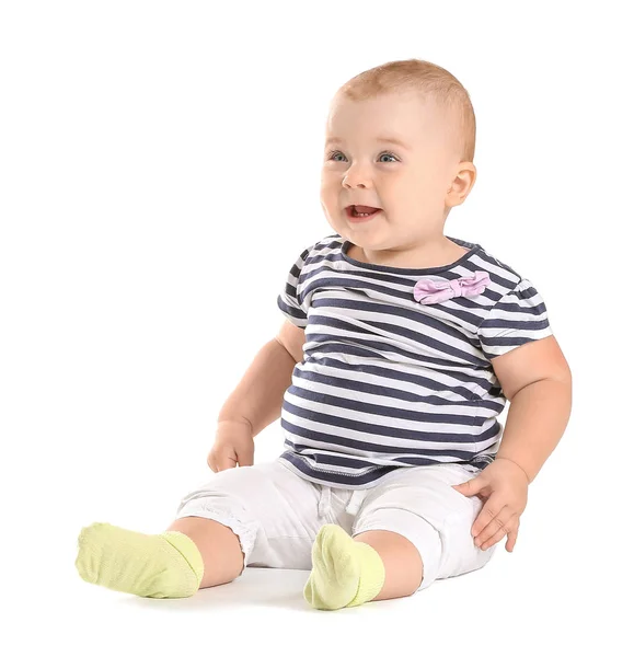 Cute little baby on white background — Stock Photo, Image