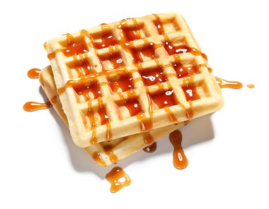 Beyaz arka planda tatlı waffle 'lar