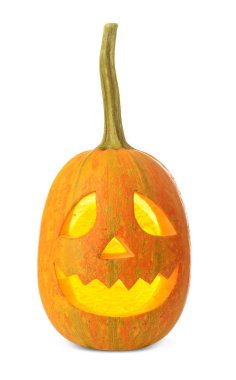 Beyaz arka planda Cadılar Bayramı kabağı