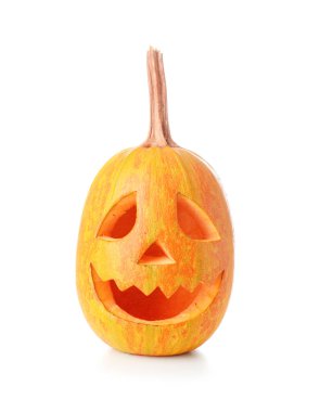 Beyaz arka planda Cadılar Bayramı kabağı