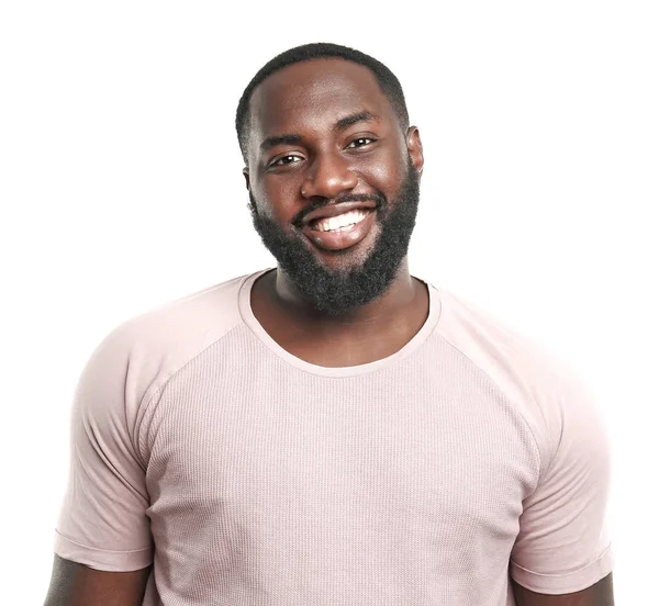 Happy African-American man on white background — Stock Photo, Image