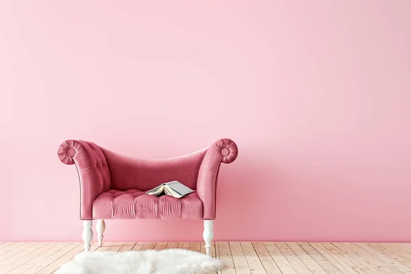 Comfortable sofa near color wall — Stock Photo, Image