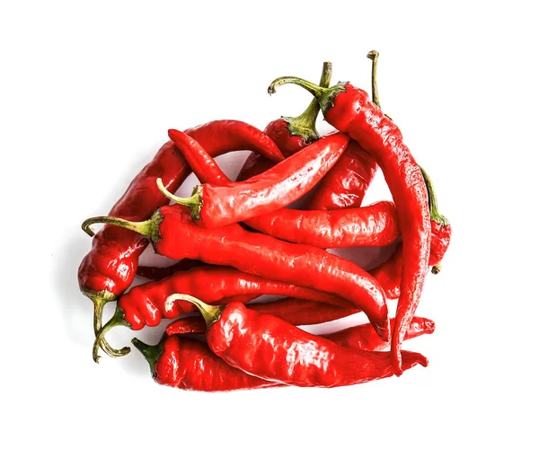 Red chili peppers on white background — Stock Photo, Image