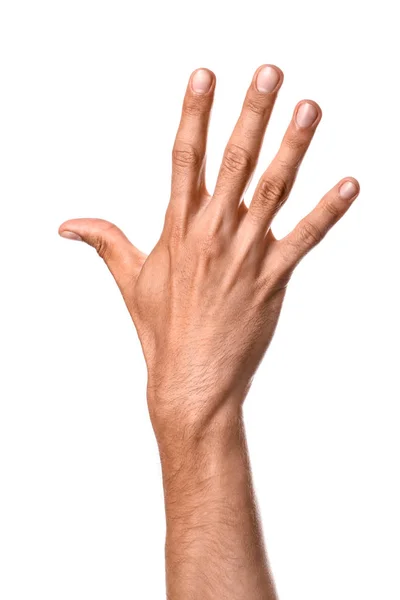 Мужская рука на белом фоне — стоковое фото