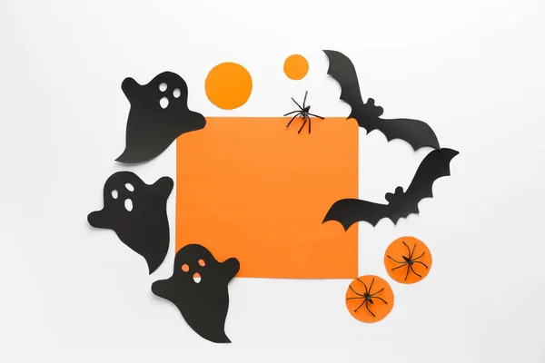 Tarjeta de felicitación para la celebración de Halloween sobre fondo blanco — Foto de Stock