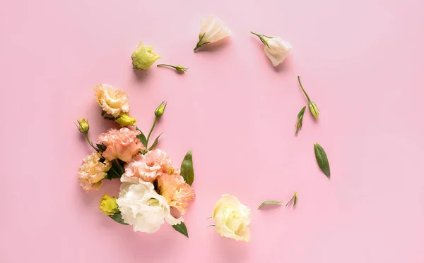 Beautiful composition with flowers on color background — Stock Photo, Image