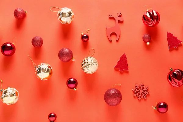 Renk arkaplanındaki güzel Noel kompozisyonu — Stok fotoğraf