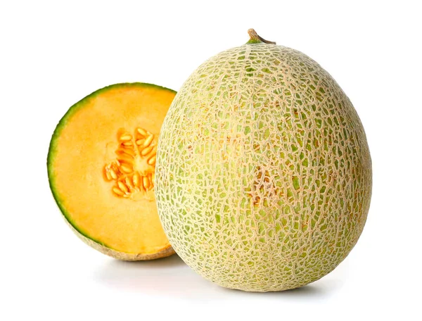 Süße reife Melonen auf weißem Hintergrund — Stockfoto