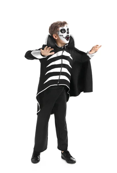 Ragazzino in costume di Halloween su sfondo bianco — Foto Stock