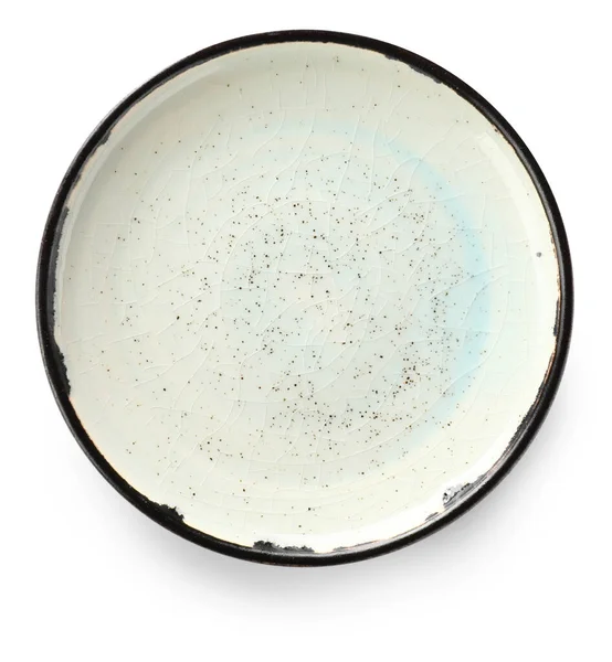 Placa de cerâmica vazia no fundo branco — Fotografia de Stock