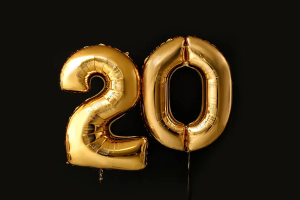 Figure 20 made of balloons on dark background — Stock Photo, Image