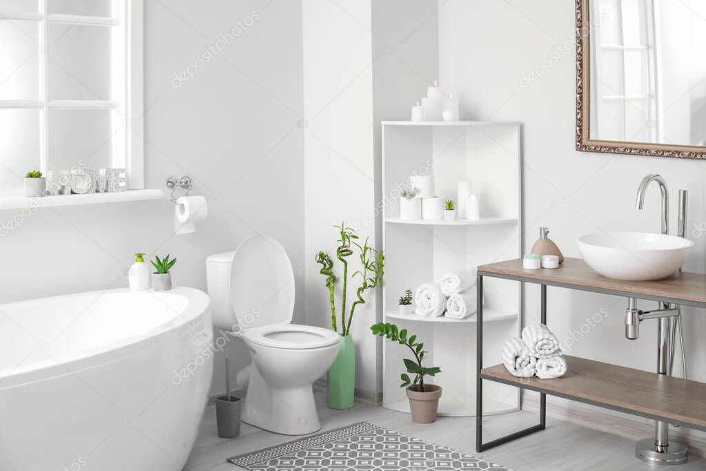 Interior of clean modern bathroom