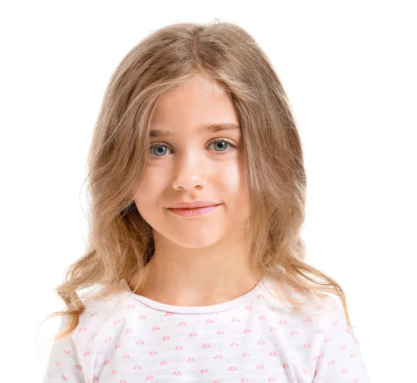 Cute little girl on white background — Stock Photo, Image