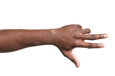 Beyaz arka planda Afro-Amerikan bir adamın eli
