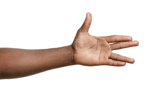 Χέρι του Αφροαμερικανού άνδρα σε λευκό φόντο — Φωτογραφία Αρχείου