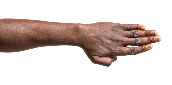 Hand afroamerikansk man på vit bakgrund — Stockfoto