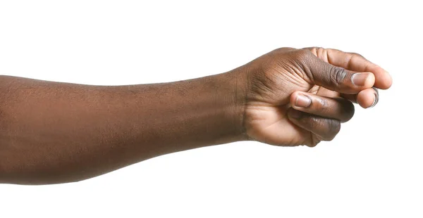 Hand of African-American man on white background — Stock Photo, Image