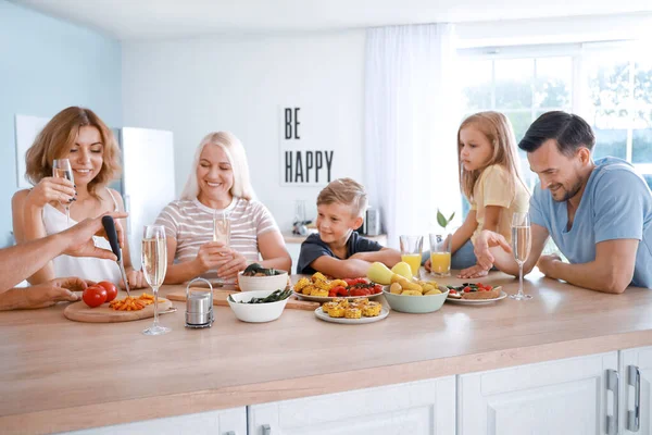 Big family having dinner at home — Stock Photo, Image