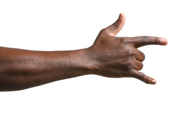 Mano di uomo afro-americano su sfondo bianco — Foto Stock