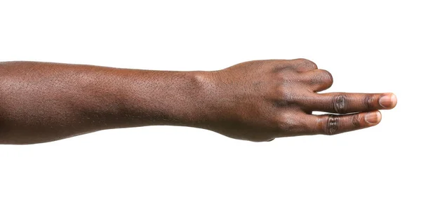 Рука афроамериканца на белом фоне — стоковое фото