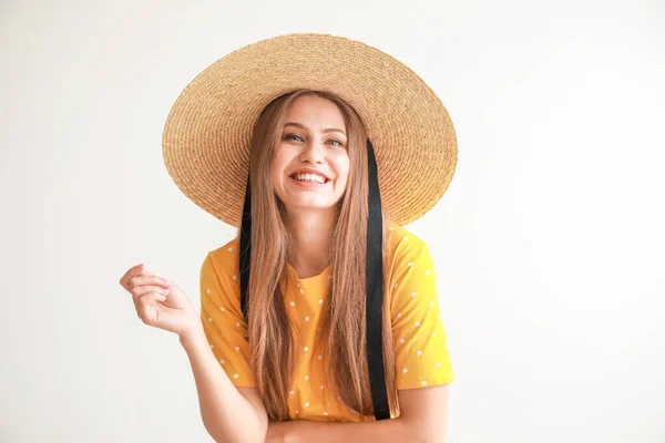 Portrait of beautiful woman on white background — Stock Photo, Image