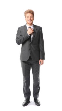 Beyaz arka planda yakışıklı iş adamının portresi