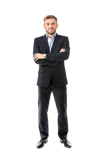 Retrato de hombre de negocios guapo sobre fondo blanco — Foto de Stock