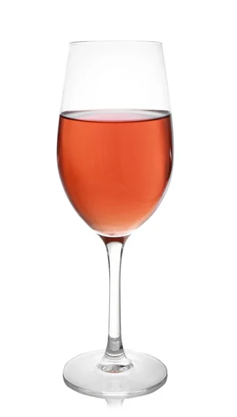 Glas leckerer Wein auf weißem Hintergrund — Stockfoto