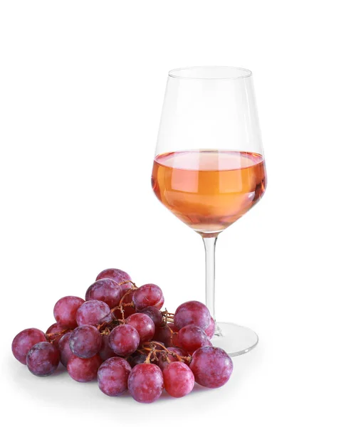 Glass of tasty wine on white background — Stock Photo, Image