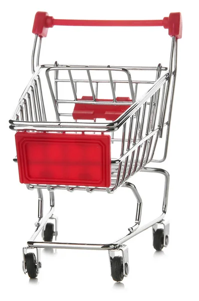 Empty small shopping cart on white background — Stock Photo, Image