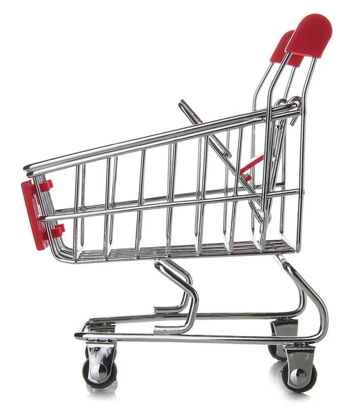 Empty small shopping cart on white background — Stock Photo, Image