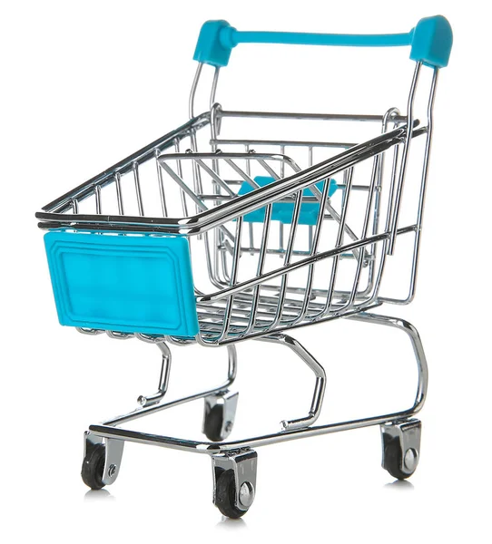 Empty small shopping cart on white background — Stock Photo, Image