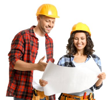 Beyaz arkaplanda mimarların portresi