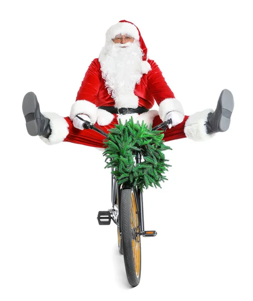 Bicicleta de Santa Claus sobre fondo blanco — Foto de Stock