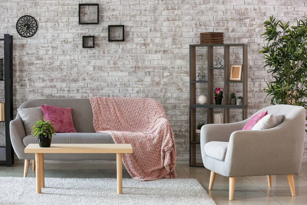Interior de la elegante sala de estar moderna —  Fotos de Stock
