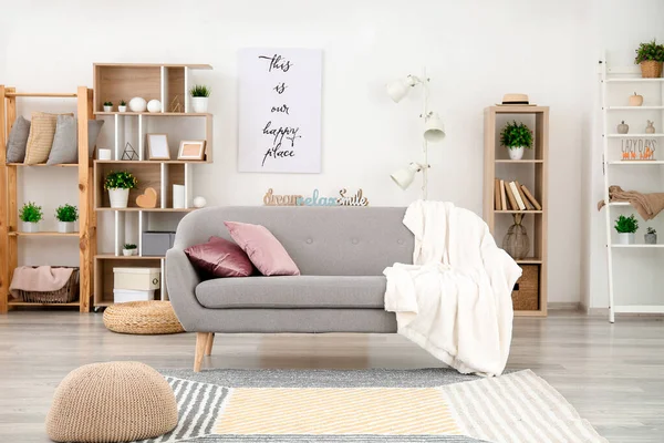 Interior of modern room with comfortable sofa — Stock Photo, Image