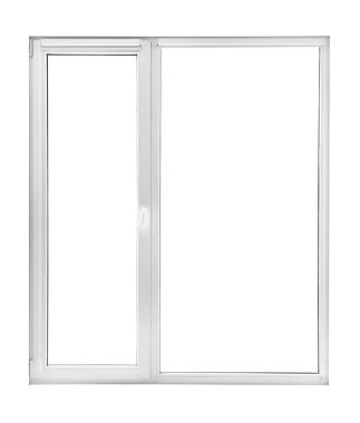 Beyaz arkaplanda modern metal-plastik pencere
