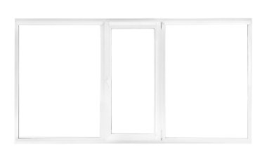 Beyaz arkaplanda modern metal-plastik pencere