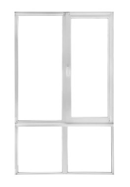 Beyaz arkaplanda modern metal-plastik pencere